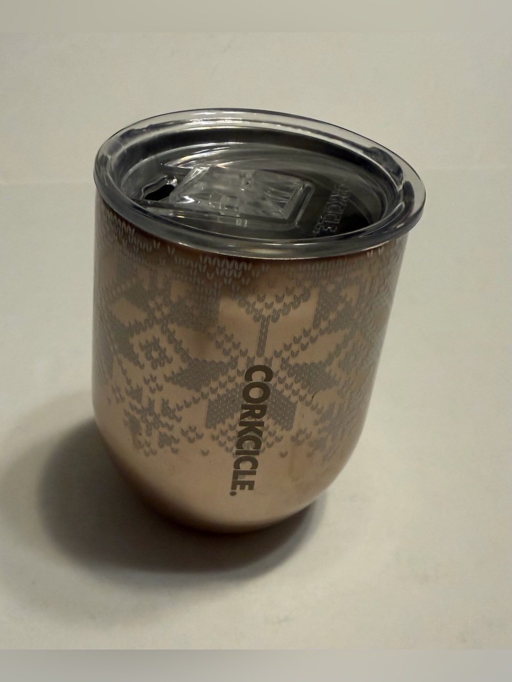 corkcicle tumbler 12 Oz Stemless Fairisle Gold With Lid